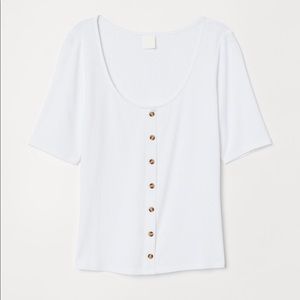H&M Ribbed White Blouse